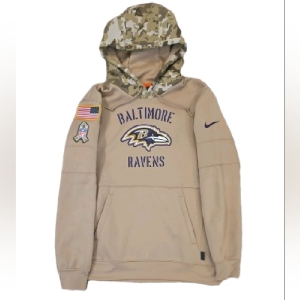Baltimore Ravens Nike Dri-FIT Salute to Service Hoodie Men’s M Camo Hood NFL